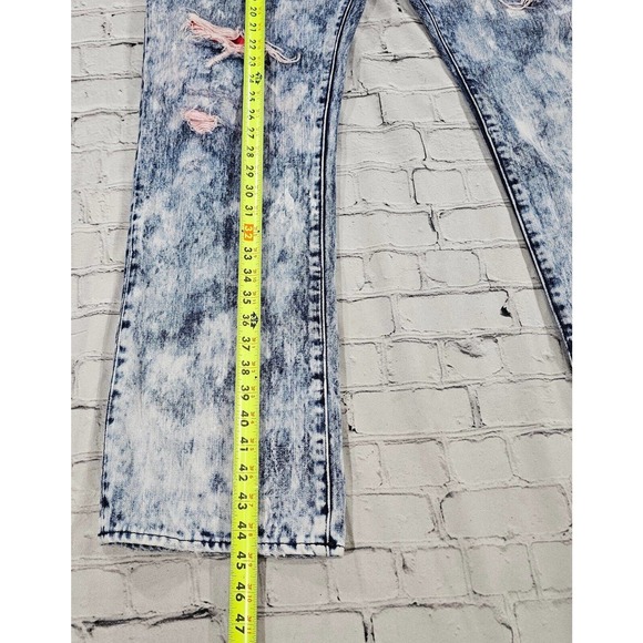 PRPS Jeans Denim Button Fly Straight Leg Blue Red Distressed Barracuda MENS 42 - Picture 3 of 13